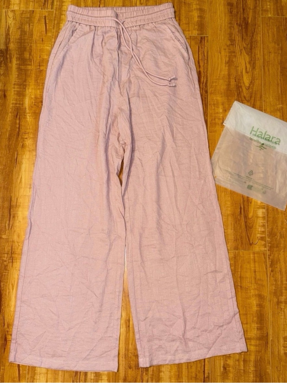 Halara Pink Linen high waisted Pants